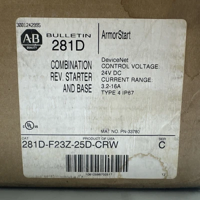 New | in-Stock Allen Bradley 281D-F23Z-25D-CRW Starters Indiana US | J&J Industrial Supply #1323140