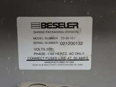 Used BESELER TD20121 Miscellaneous Packaging Equipment Ohio US | HGR 24 #867406