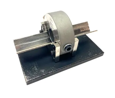 USED MAHR DIMENSIONAIR 2-JET AIR RING GAUGE W/ GUIDE CHUTES & BASE PLATE