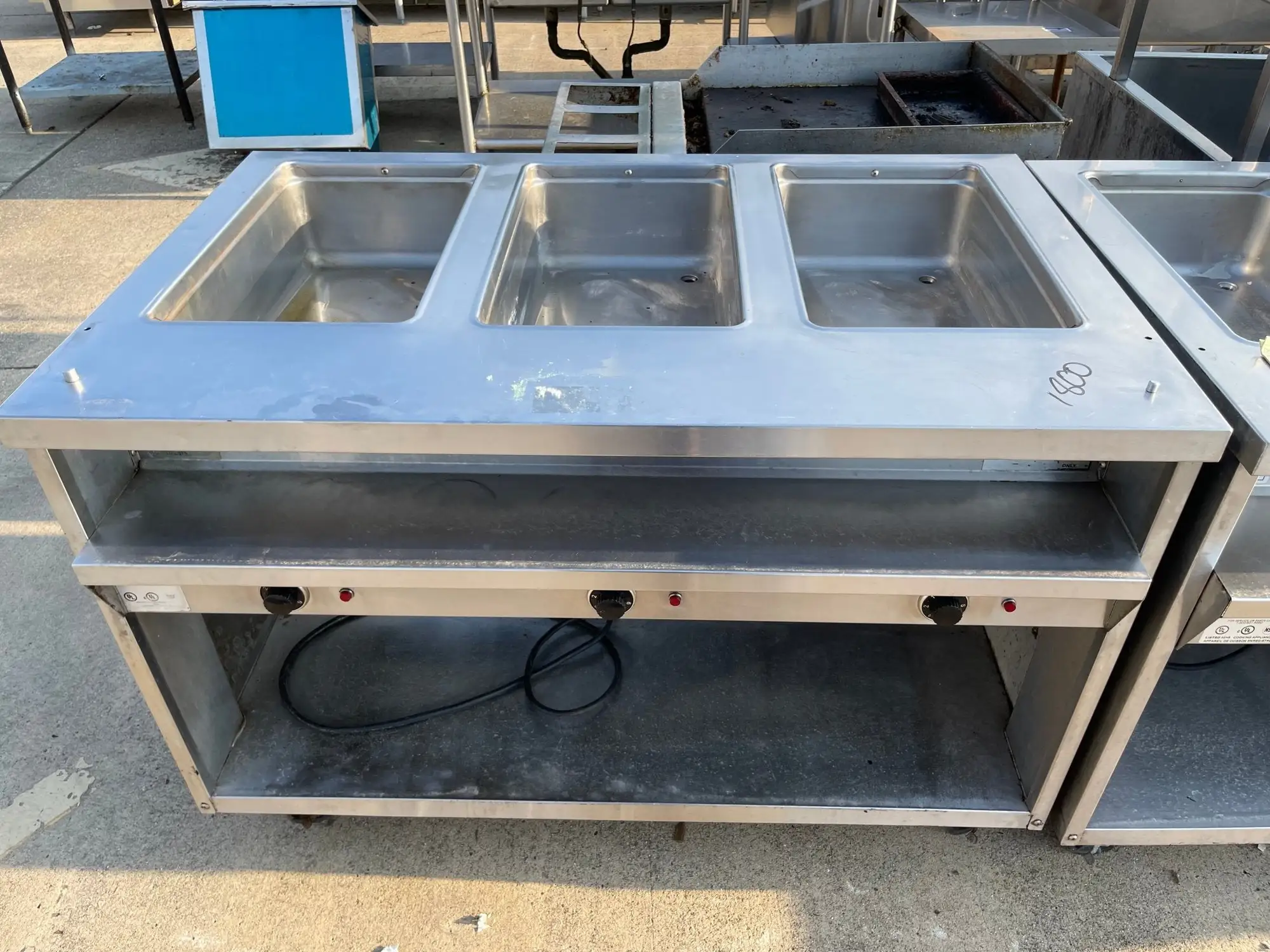 Used Randell Used 48" Randell Stainless Steel 3613-240 3 Compartment Hot Food Table 208/240V - SS226 Steam Tables (Food) Illinois US | Falcon Restaurant Supply #1375930