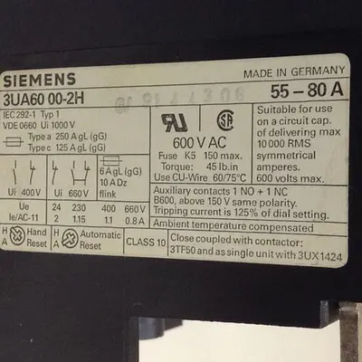 USED SIEMENS 3UA60 00-2H