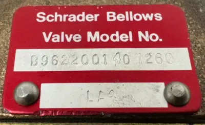 NEW SCHRADER BELLOWS B9622001401260 VALVE W/ B80115005 AIR MOTOR