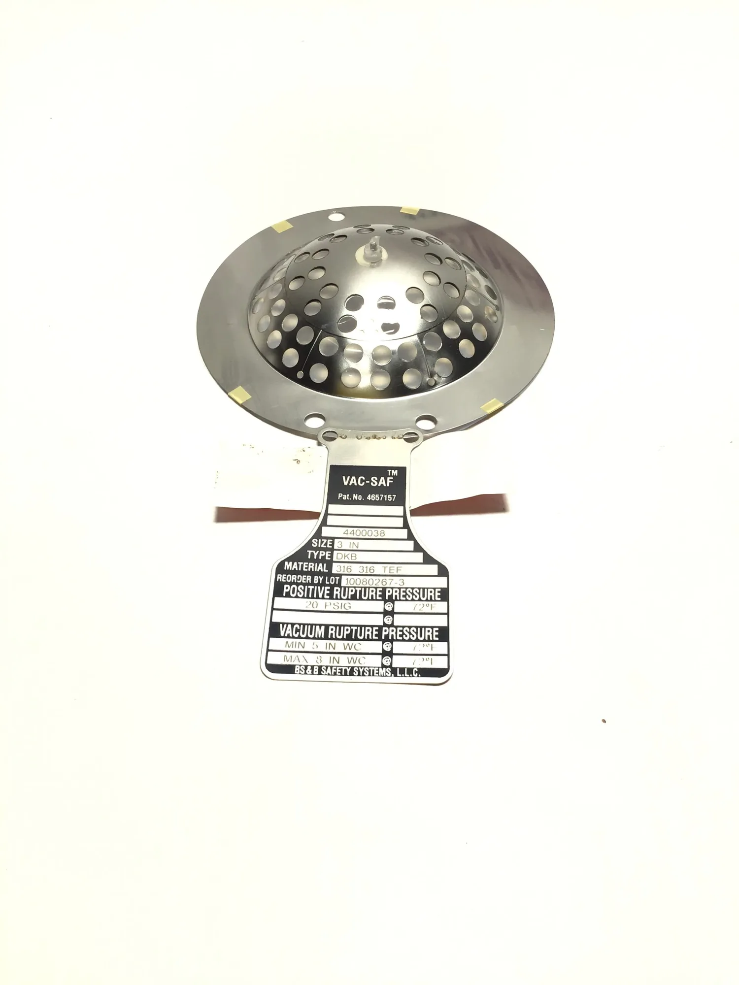BS&B VAC-SAF 4400038 Vacuum Rupture Disk 3″