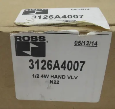 NEW ROSS 3126A4007 MANUAL HAND VALVE 1/2 4W