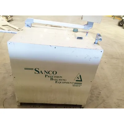 Used SANCO Precision resin batching equipment dual batch pumps and mix pots