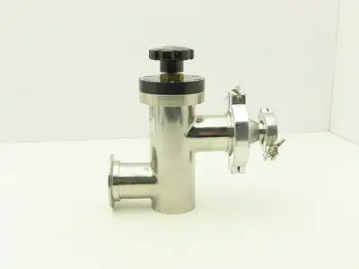 Kurt J Lesker SL0200MVQF Manual Bellows Angle Valve 2" SS Flanged W 1" Reducer