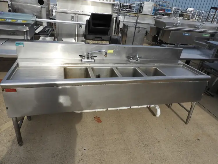 Used Falcon Restaurant Supply Used Under Counter 4 Compartment Stainless Steel Commercial Bar Sink - SS15 Sinks Illinois US | Falcon Restaurant Supply #1376467