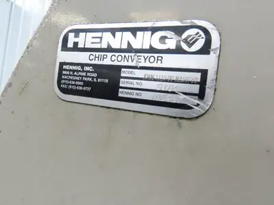 Hennig CNC Chip Conveyor 16"x 67" Infeed 31-35" Discharge 230/460V 3PH