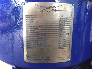 (4) Alfa-Laval S-826 fuel/lube oil purifiers, 316SS.