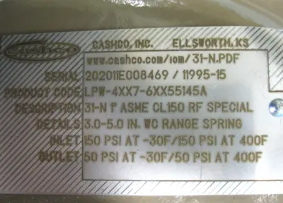 NEW Cashco LPW-4XX7-6XX55145A