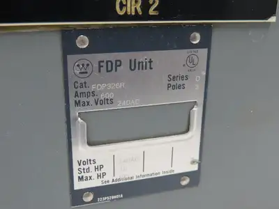 Westinghouse FDP326R Safety Disconnect Switch 600A 240VAC 100Hp 3Ph Fused
