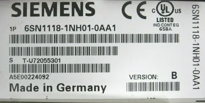 USED SIEMENS 6SN1123-1AB00-0HA1 SIMODRIVE LT-MODULE VER.A 6SN1118-1NH01-0AA1 B