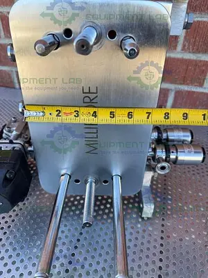 USED MILLIPORE STAINLESS STEEL PELLICON FILTER HOLDER W/ ITT VALVES, ACTUATOR