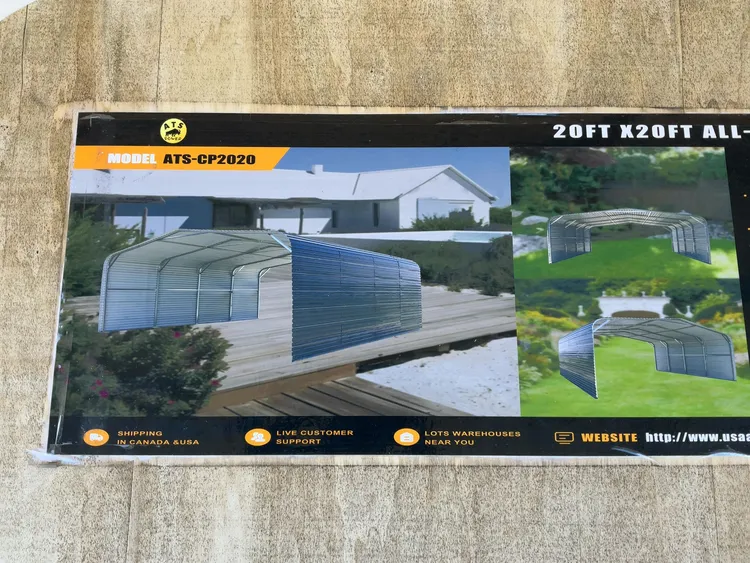 Used ATS POWER ATS-CP2020 20FT X 20FT ALL-STEEL CARPORT W/10’ ENCLOSED SIDEWALLS Buildings & Structures Michigan US | Miedema Asset Management Group #1483866