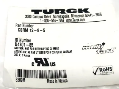 New | in-Stock Turck CSRM 12-8-5, U4701-85 Misc Electrical & Power Parts Michigan US | Maverick Industrial Sales #1502194