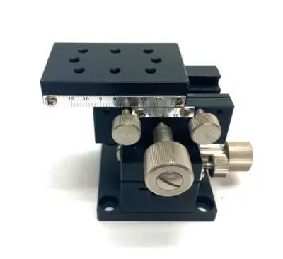 USED MISUMI DOVETAIL RACK & PINION MANUAL XY AXIS STAGE, LOW-PROFILE 30MM