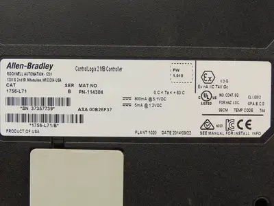 Allen Bradley 1756-L71 ControlLogix 2MB Controller Ser B FW 1.010