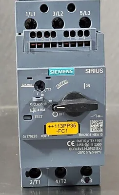SIEMENS SIRIUS 3RV2031-4EA10 MOTOR CONTROLLER CIRCUIT BREAKER. 4E-18