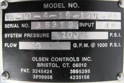 USED OLSEN CONTROLS VA-10-4-15-100-B1 SERVO MOTOR 10SK-14-RP VA10415100B1