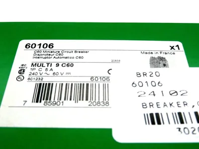 NEW SCHNEIDER ELECTRIC 60106 MINIATURE CIRCUIT BREAKER 1P 5AMP