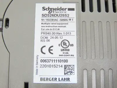 Schneider Electric SD326DU25S2 Stepper Motor AC Drive 230V 1Ph REV 1.013