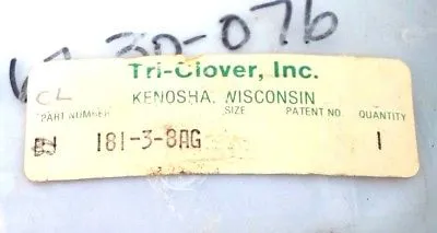 NEW TRI-CLOVER 181-3-8AG GASKET DIAPHRAGM 18138AG
