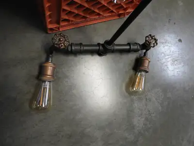 Used Falcon Restaurant Supply Used Steampunk Industrial Water Pipe and Spigot 2 LED Ceiling Light Restaurant Front of House Furnishings Illinois US | Falcon Restaurant Supply #1376635
