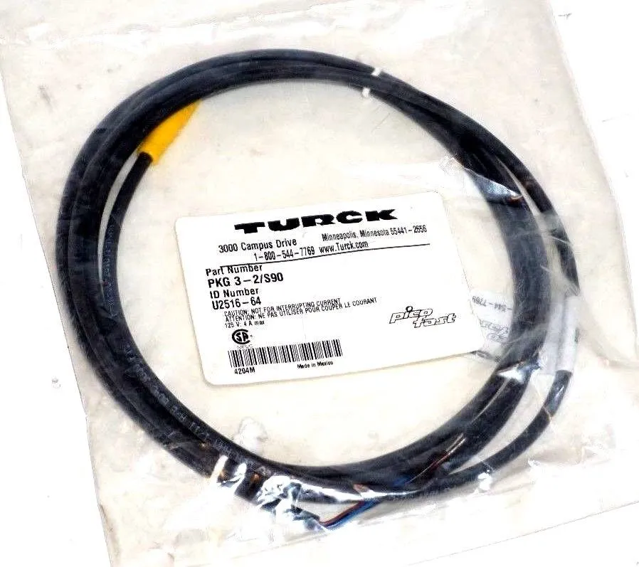 3 NEW TURCK PKG 3-2/S90 CORDSETS PKG32S90