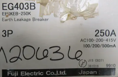 NEW FUJI ELECTRIC EG403B CIRCUIT BREAKER 250A