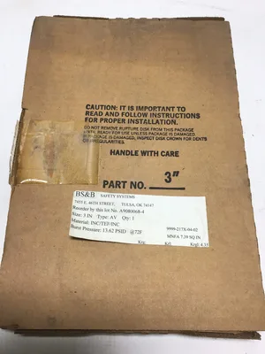 BS&B Safety System A9080068-4 Rupture Disk 3″ Type AV 13.62 PSID @72F