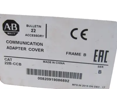 ALLEN BRADLEY 22B-CCB COMMUNICATION ADAPTER COVER 22BCCB SER B NEW, SURPLUS