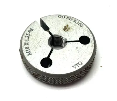 USED VERMONT GAGE THREADED RING GAUGE M10X1.25-6G GO PD 9.160