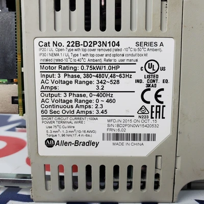 Used Allen Bradley 22B-D2P3N104 Variable Speed Drives California US | American Industrial Supply Co. #1445113