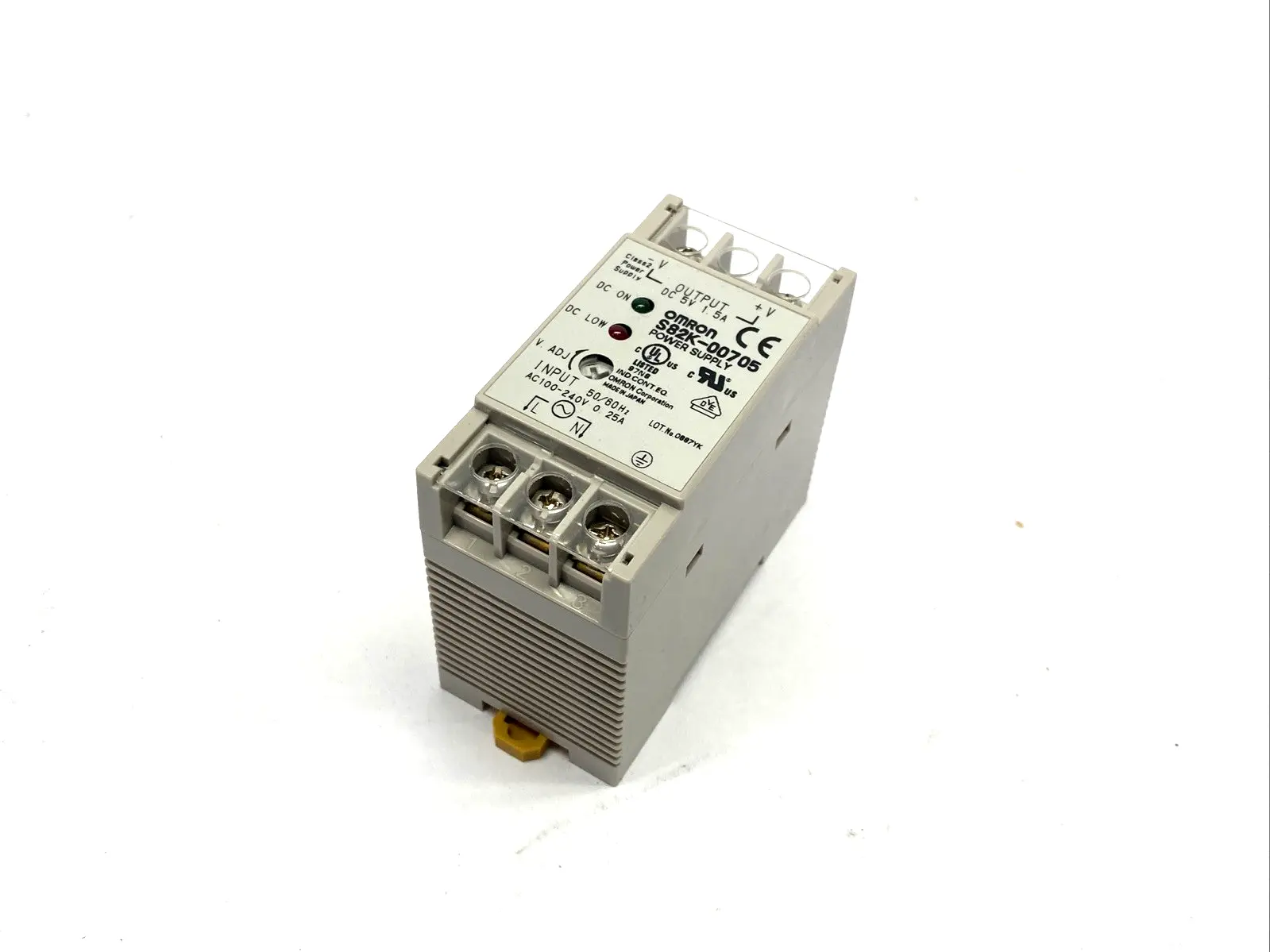 S82K-00705 | Omron  Power Supply 100-240VAC 5VDC 1.5A - Used