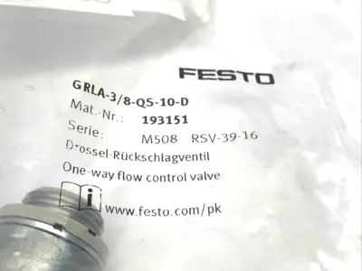 193151, GRLA-3/8-QS-10-D | Festo GRLA-3/8-QS-10-D One-Way Flow Control Valve 193151 - New