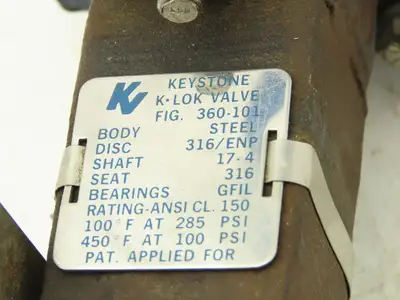 Keystone 360-101 K-Lok 3" Wafer Butterfly Valve Manual Worm Gear Actuator
