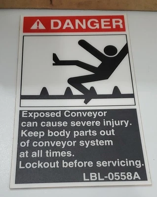 *NEW* LARGE LOT OF 350+/- DANGER LBL-0558A Exposed Conveyor Stickers + Warranty!