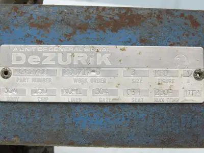 DeZurik KBD 3" Stainless Knife Gate Valve 304SS Air Cylinder Operated *Read*