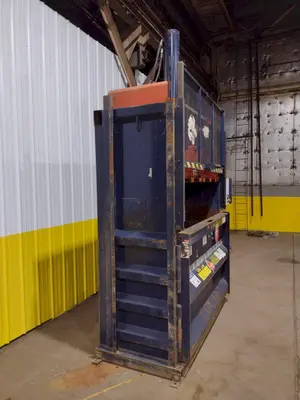 72" X 30" JV MFG CRAM A LOT MODEL #VB-72-B VERTICAL HYDRAULIC CARDBOARD BALER: STOCK #18054