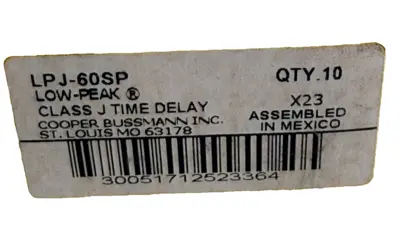 NEW 10 COUNT BUSSMANN LPJ-60SP FUSES LPJ60SP