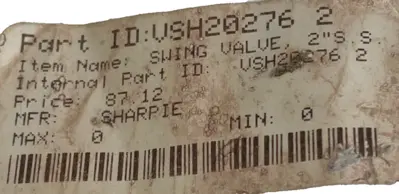 NEW SHARPE CF8M SWING VALVE 2" VSH20276