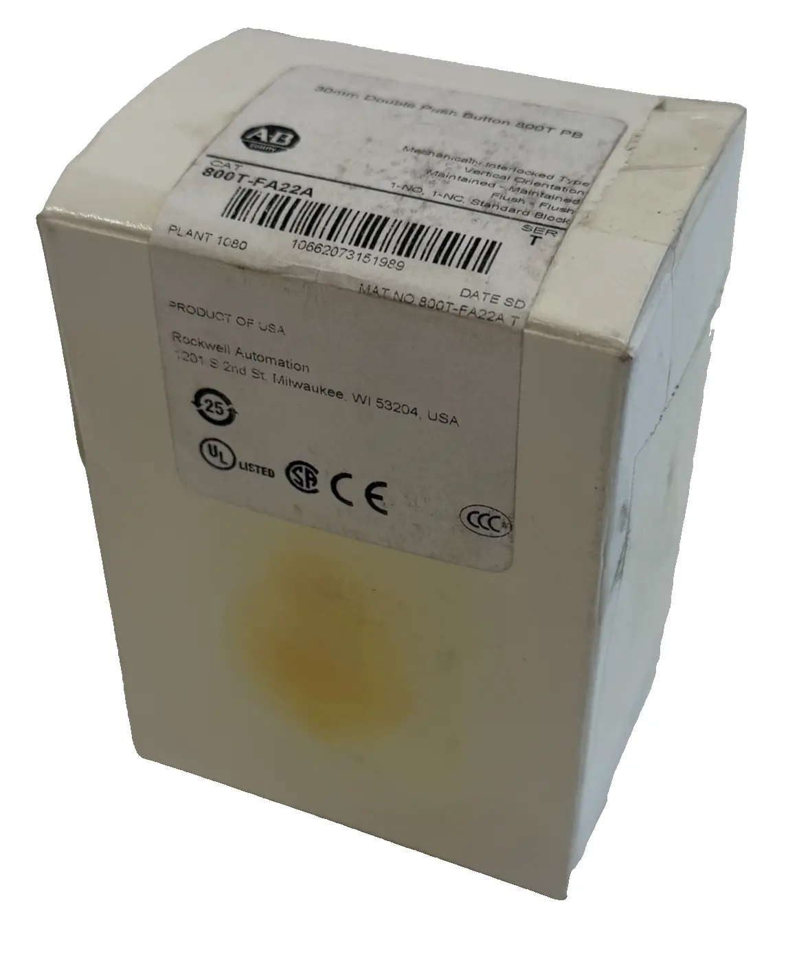ALLEN BRADLEY 800T-FA22A PUSH BUTTON SER.T 800TFA22A NEW,SURPLUS