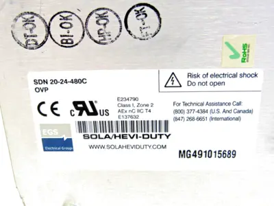 USED SOLA SDN20-24-480C POWER SUPPLY SDN2024480C