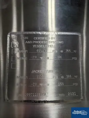 USED A&M Process 500 Liter A&B Process Receiver Tank, 316 S/S, 44/150#