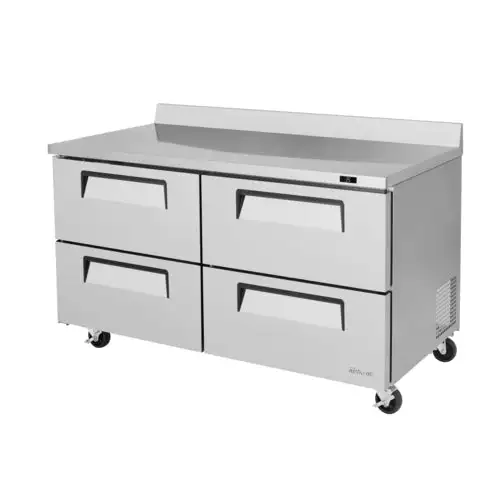 Turbo Air TWR-60SD-D4-N 60 1/4" Worktop Refrigerator w/ (2) Sections & (4) Drawers, 115v
