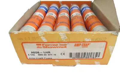 NEW LOT OF 10 FERRAZ SHAWMUT A6D6-1/4R FUSES 6 1/4A 600V A6D614R