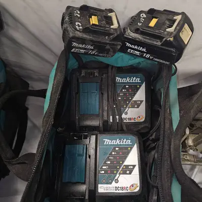 Makita 28V Cordless Kit, Circular Saw, Driver Impact and +B39:B628 Batteries w/ 5 Chargers-works