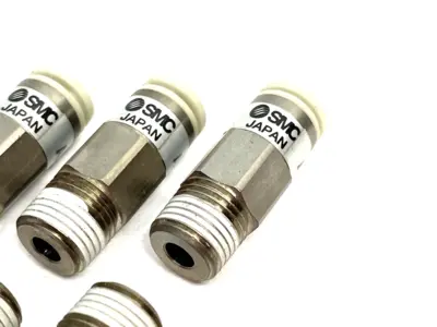USED SMC STRAIGHT CHECK VALVE FITTING, ONE-TOUCH TUBE TO MALE THREAD