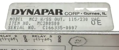 NEW DYNAPAR CORP MC2 W/SS OUT 115/230 VAC MC200S00 MC2WSS
