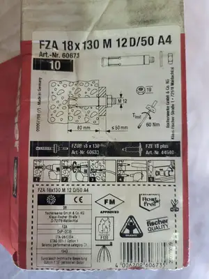 NEW FISCHER FZA 18X130 M12D/50A4
